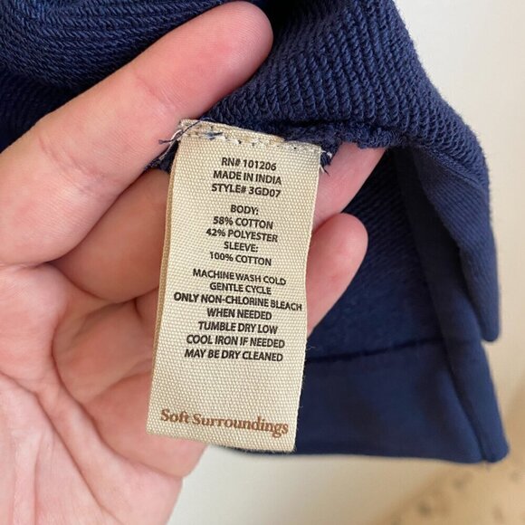 Soft Surroundings Crochet Sleeve Mock Neck French Terry Tunic - Picture 7 of 8